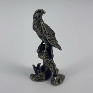 Miniature 80s Antiqued Brass Bird~Eagle/Falcon/ Hawk Shadowbox Dollhouse Decor